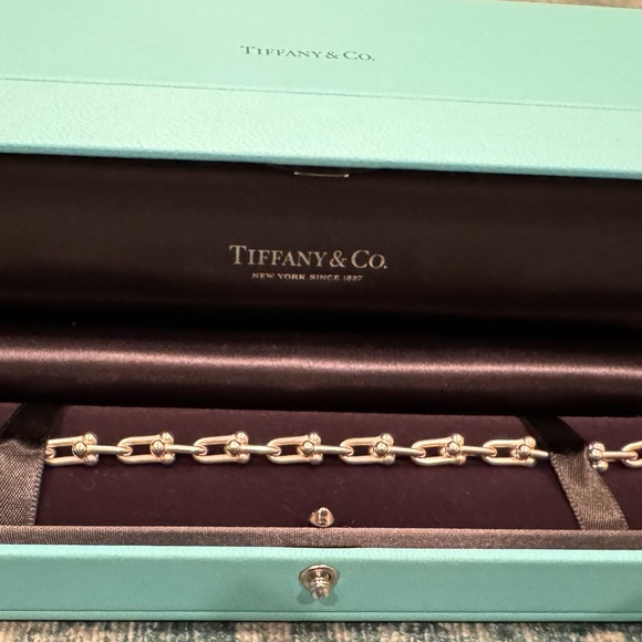 Tiffany hardware bracelet small link sterling size large 8” - Picture 2 of 5